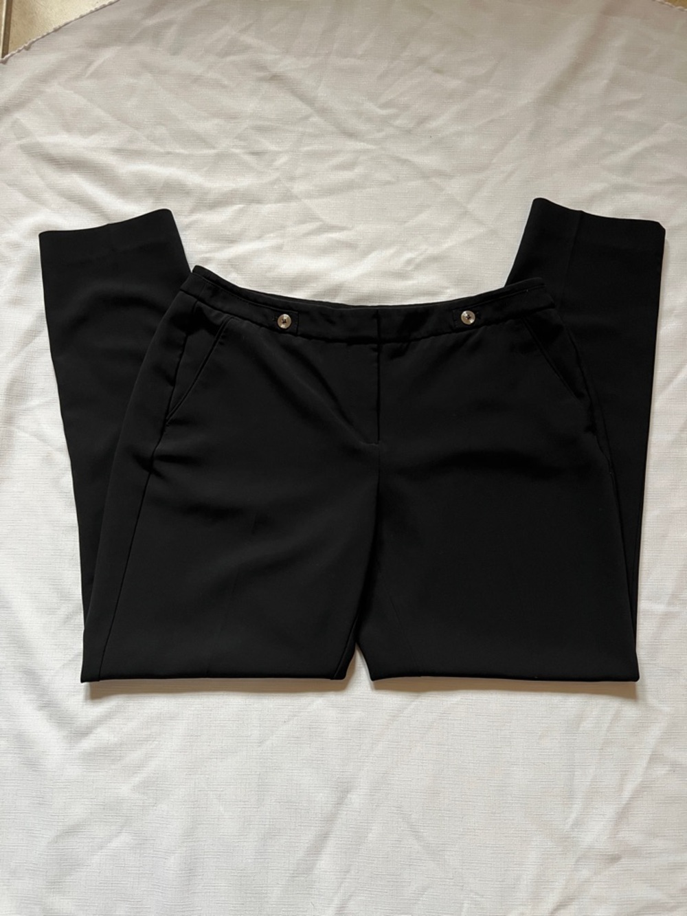 White House Black Market Black Straight-Leg Pull-On Pants